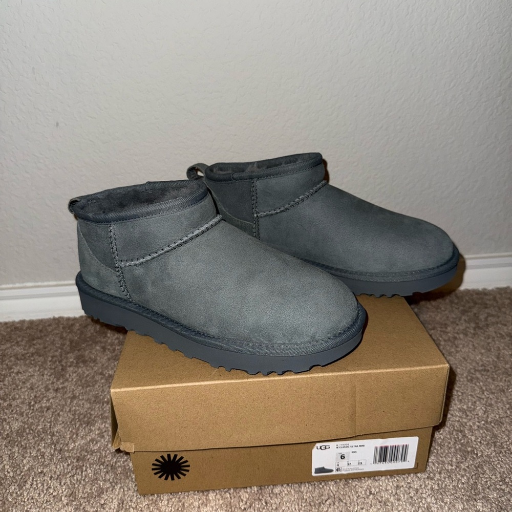 UGG grey ultra mini Boots